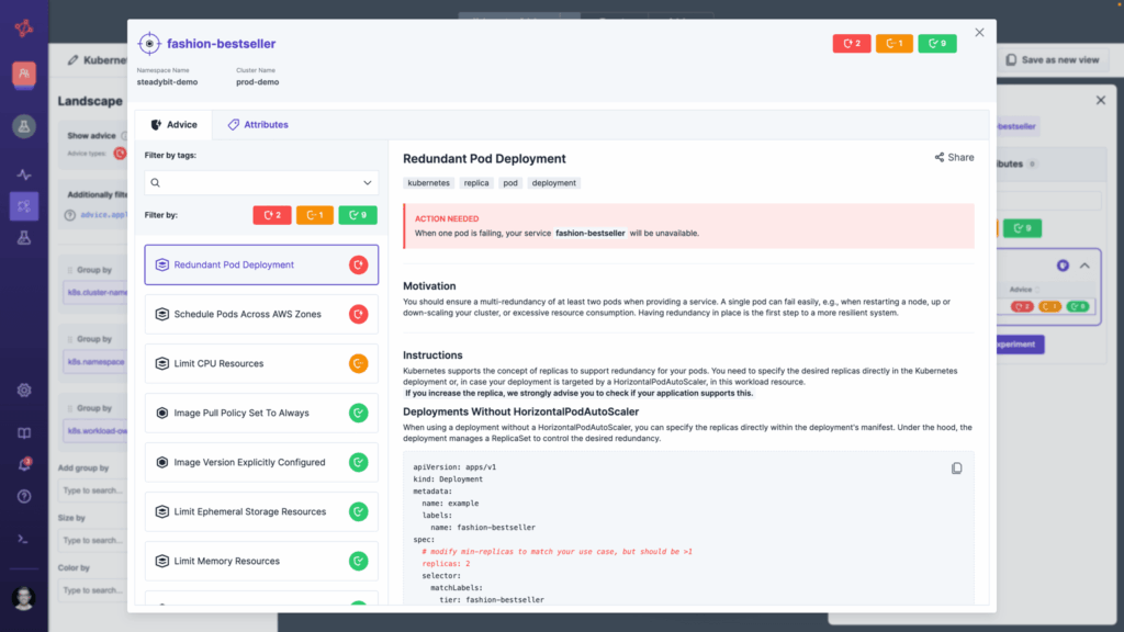 Advice for target 'fashion-bestseller' in state 'Action Needed'